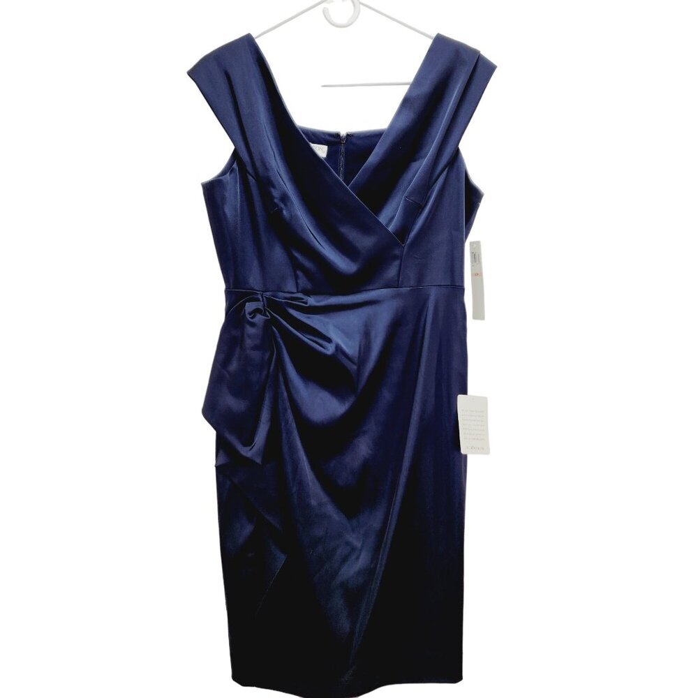 Maggy London Navy Blue Bridesmaid / Formal Dress Sleeveless Size 12 satin New
